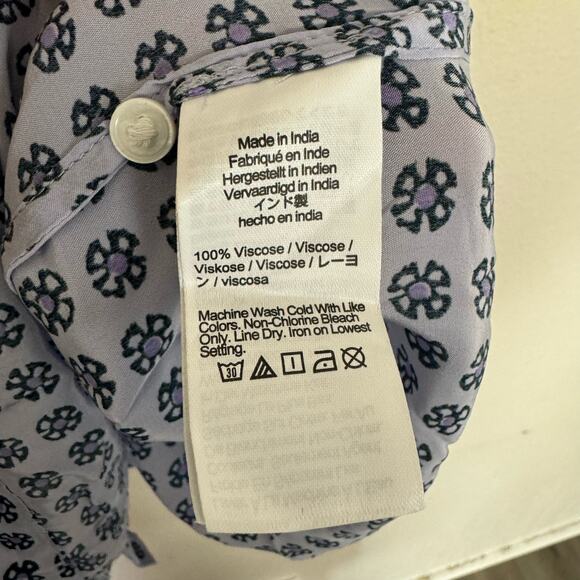 Madewell Puff Sleeve A Line Button Up Short Sleeve Viscose Top US Women's XS New - Picture 5 of 7